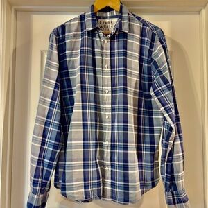 Frank & Eileen Navy and White Plaid Shirt